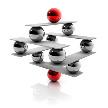 Balance: abstrakte Konstruktion aus Kugel - 3D Grafik Balance